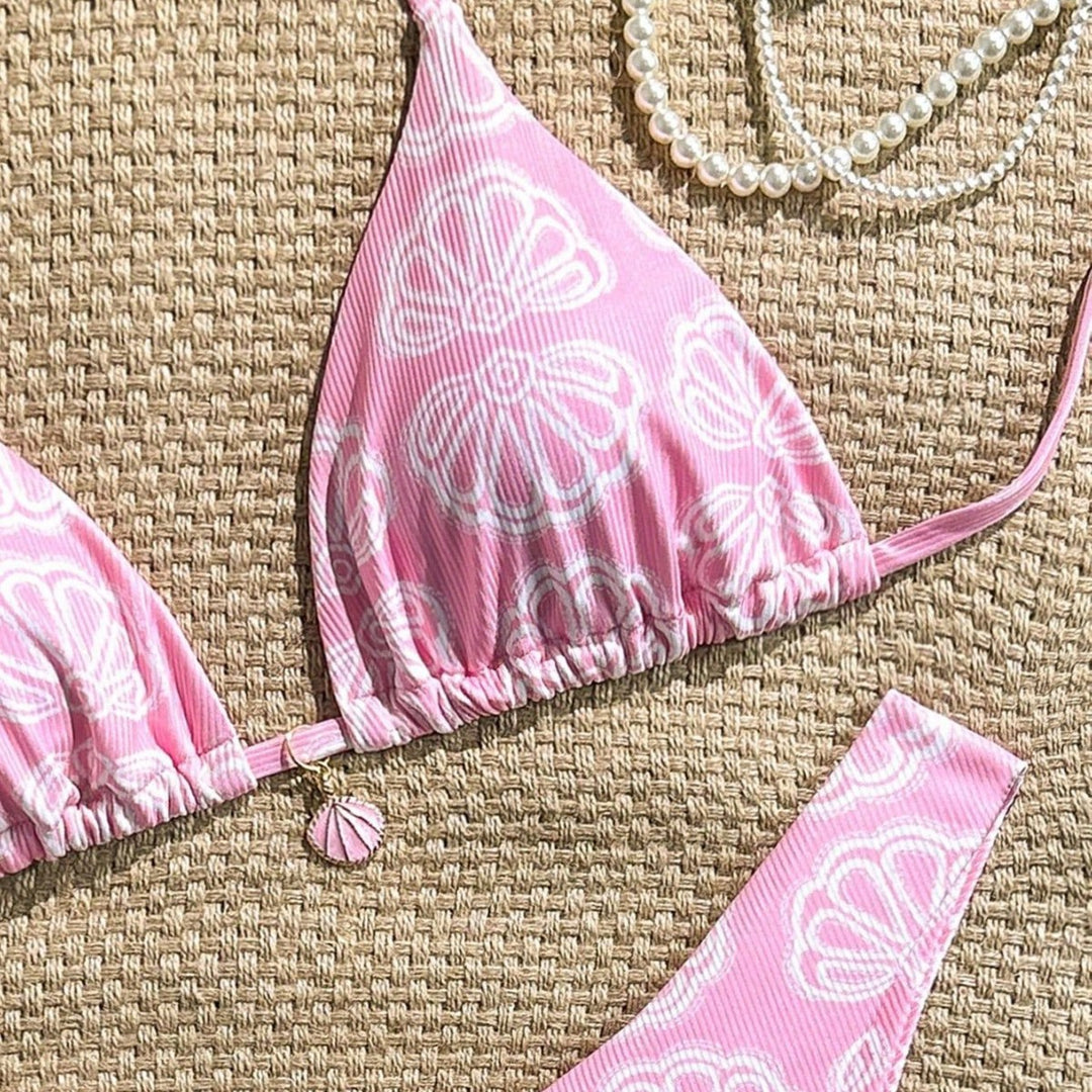 Damen Triangel-Bikini mit floralem Muster und komfortablem Schnitt Drune