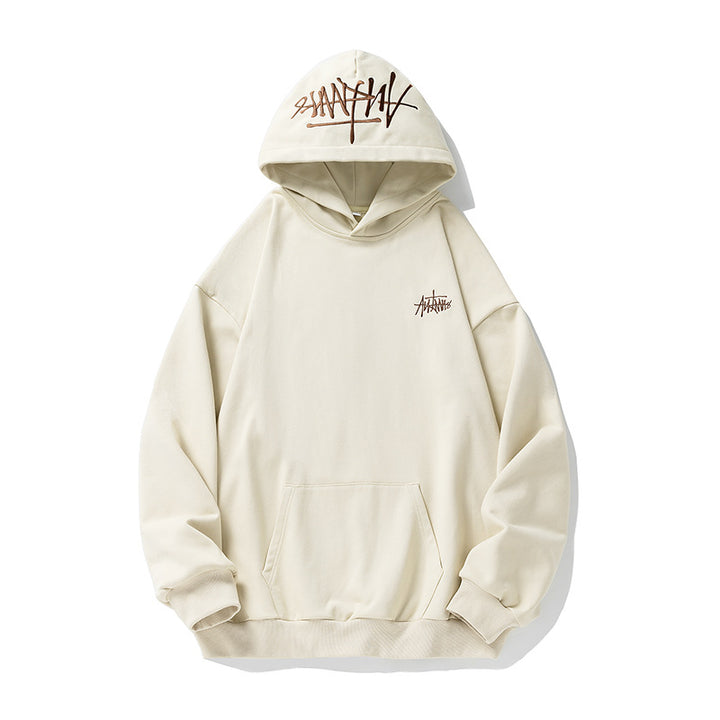 Unisex Oversize Kapuzenpullover mit Kängurutasche und bedruckter Kapuze Drune