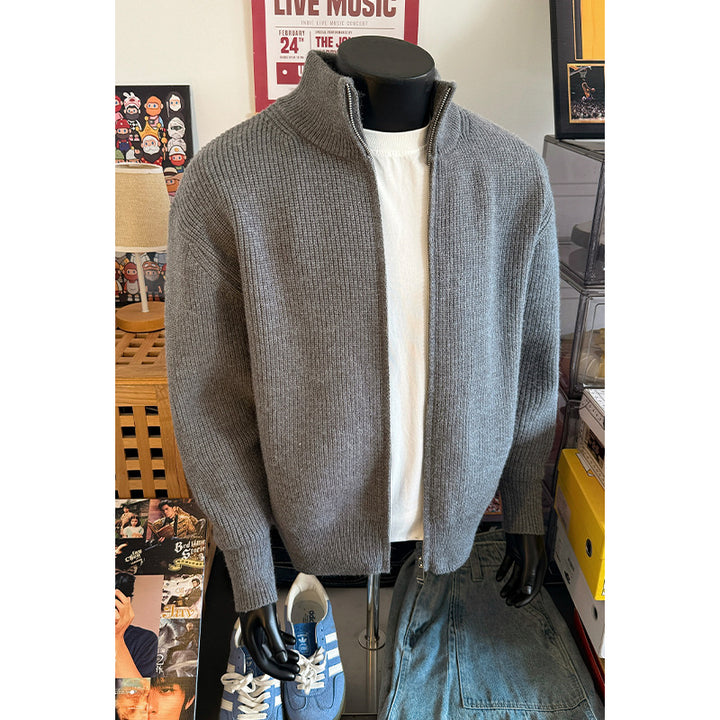 Herren Modischer Strickpullover mit hohem Kragen Drune