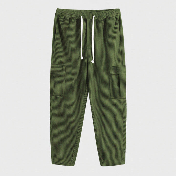 Herren Cord-Cargo-Hose mit elastischem Bund, Kordelzug & aufgesetzten Klappentaschen Drune