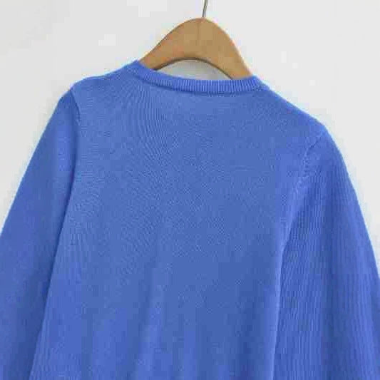 Damen Fein gestrickte Rundhals-Strickjacke mit Knopfleiste und Rippbündchen Drune