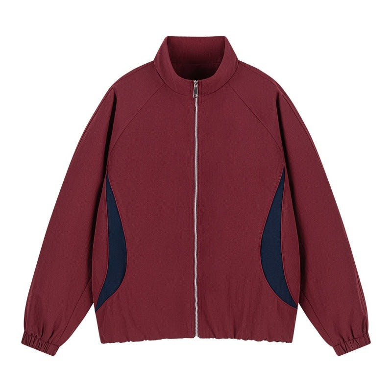 Herren Leichte Oversize Freizeitjacke mit Stehkragen, elastischem Saum und kontrastseiteneinsätzen Drune