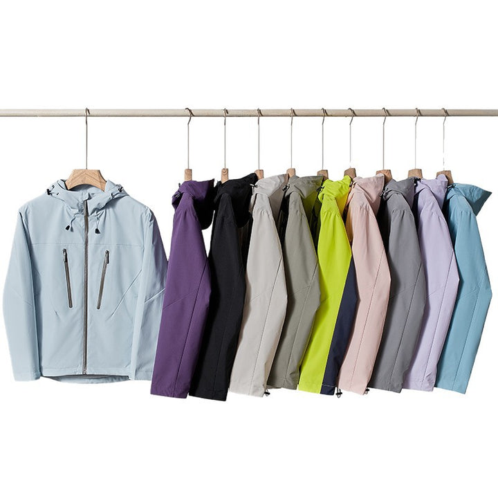 Herren Dreilagige atmungsaktive Hardshell-Outdoorjacke mit Kapuze und verschweißten Nähten Drune