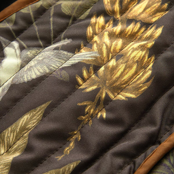 Damen Gepolsterte kurze Steppjacke mit botanischem Print und Kontrastpaspel Drune
