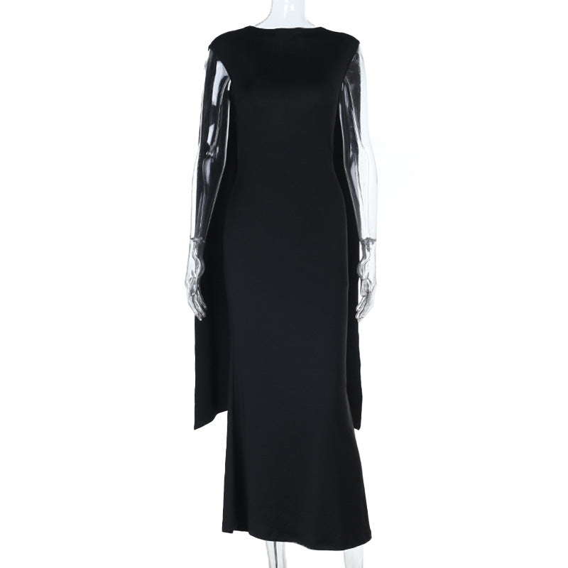 Damen elegantes Maxikleid mit raffinierten Ärmeldetails und fließender Silhouette Drune