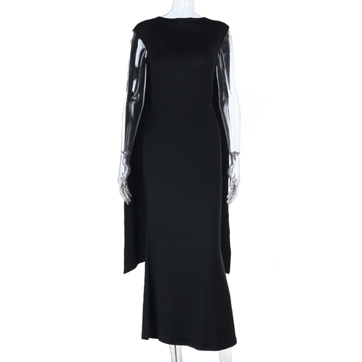 Damen elegantes Maxikleid mit raffinierten Ärmeldetails und fließender Silhouette Drune
