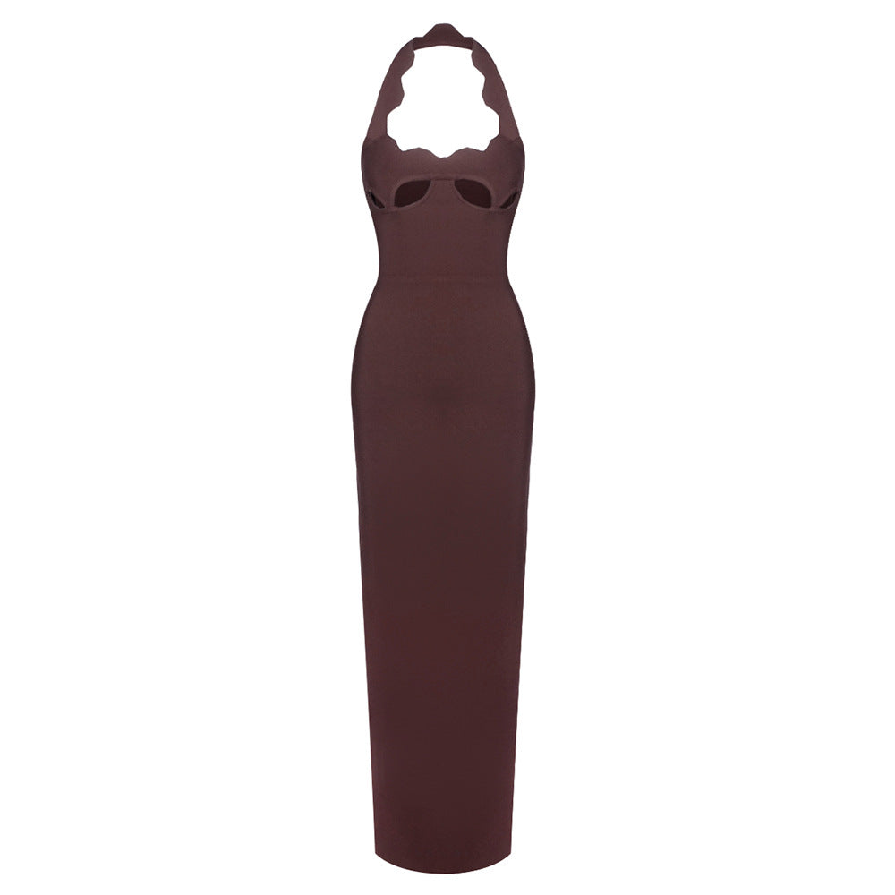 Damen Elegantes figurbetontes Abendkleid mit raffiniertem Ausschnitt Drune