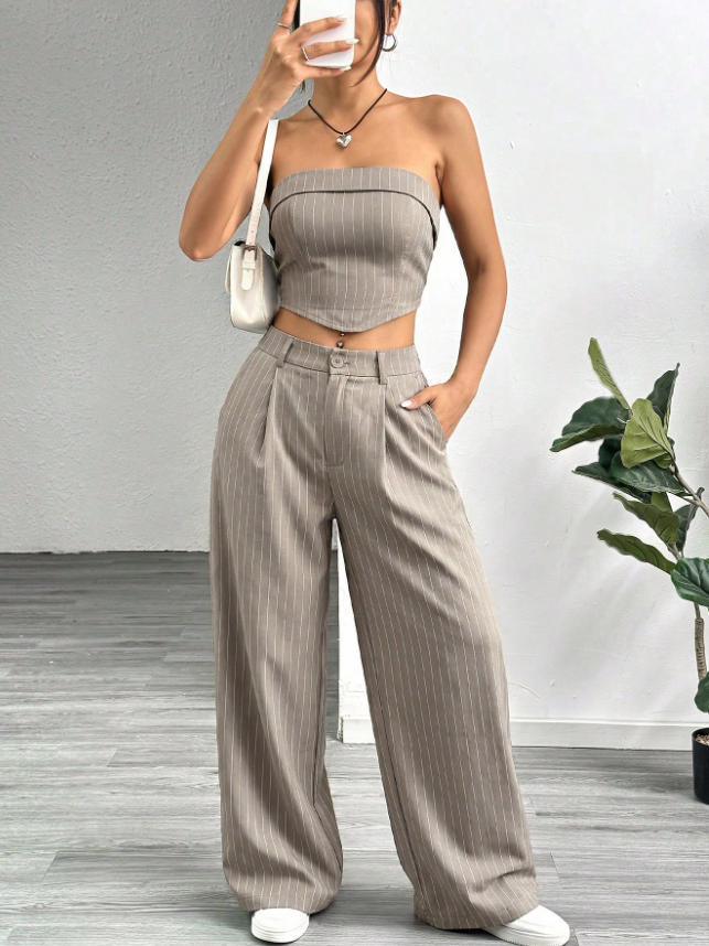 Damen elegantes und luftiges Set mit Streifenmuster Drune
