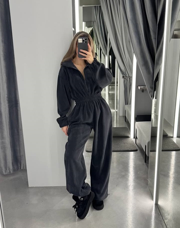 Damen Fleece-Jumpsuit mit hohem Kragen und praktischem Reißverschluss Drune