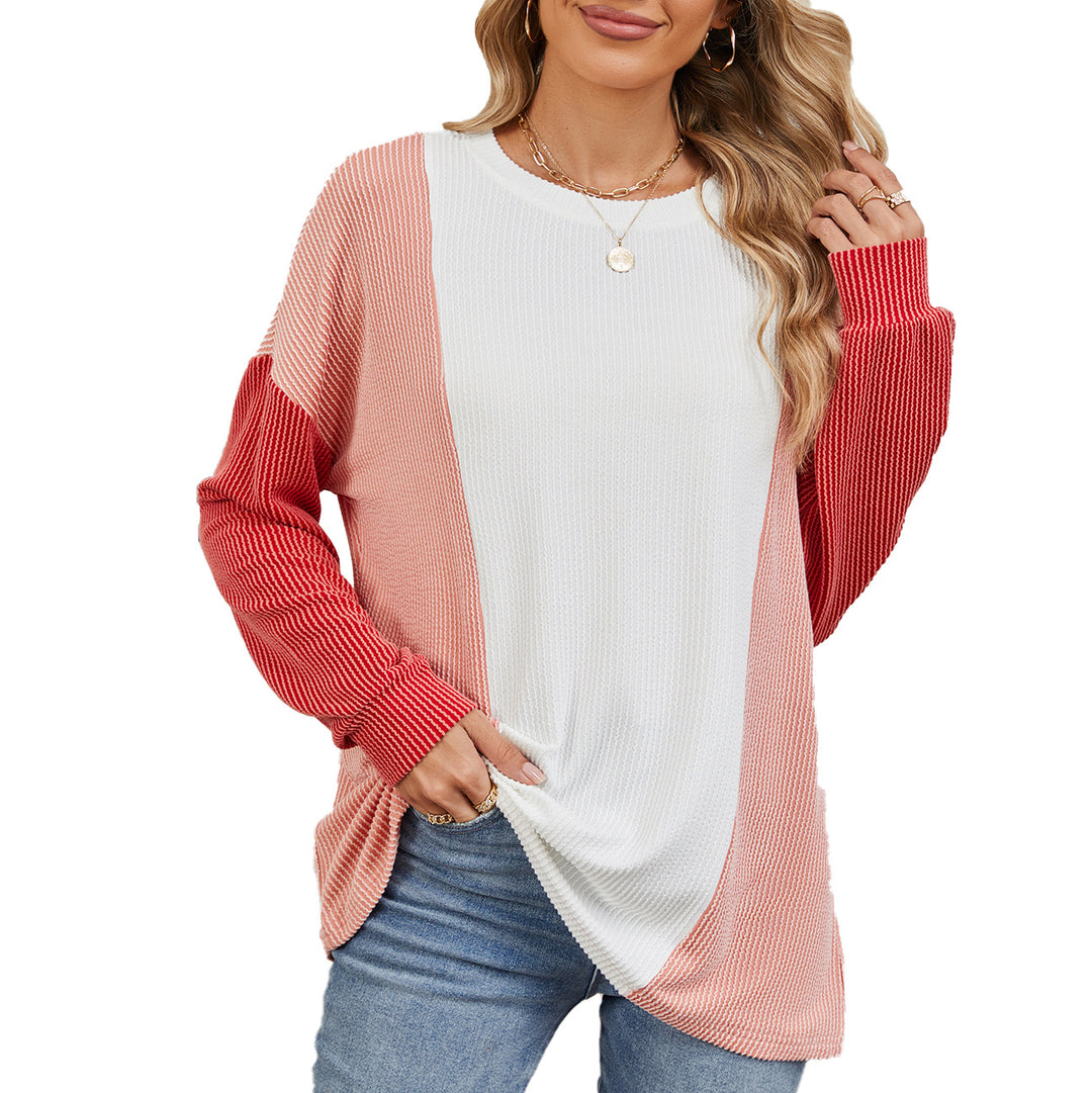 Damen oversized Pullover mit strukturiertem Rippdesign und modernen Farbblockakzenten Drune