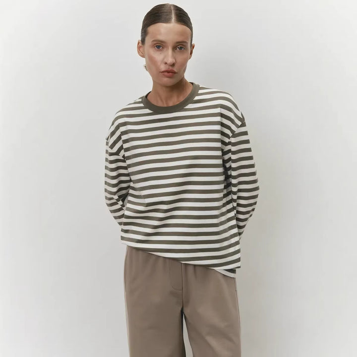 Damen Lässiges gestreiftes Langarmshirt Drune