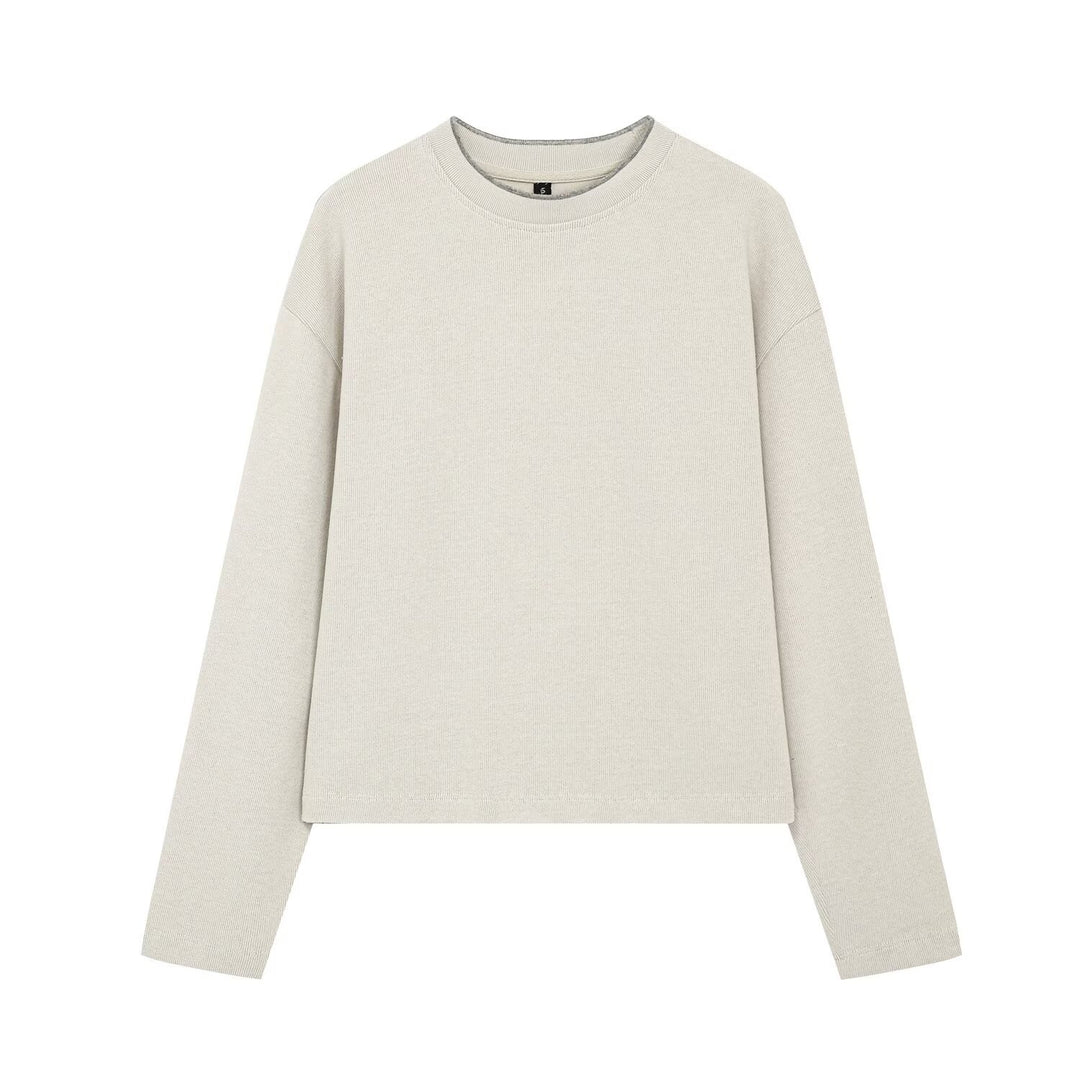 Damen Boxy-Rippstrick-Pullover mit Rundhalsausschnitt Drune