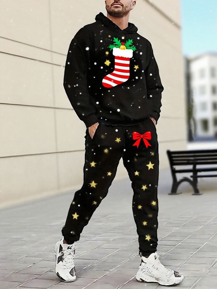 Herren Weihnachtsmotiviere Kapuzenpullover und Jogginghose Set Drune
