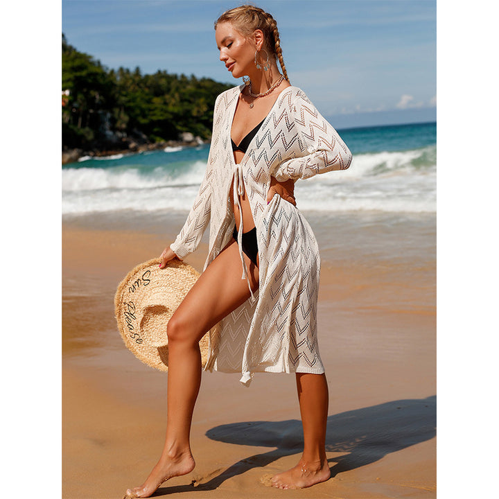 Damen eleganter Häkel-Strandkimono im Boho-Stil mit tiefem V-Ausschnitt Drune