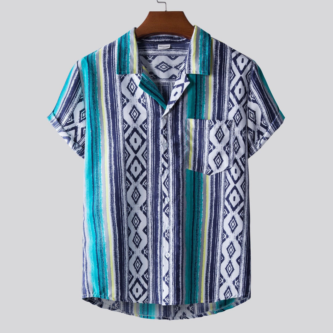 Herren Kurzarmhemd mit einzigartigem tribal-inspiriertem Design Drune