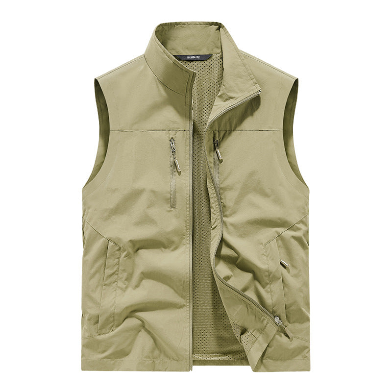 Herren Leichte Outdoorweste mit Mesh-Innenfutter und Multifunktionstaschen Drune