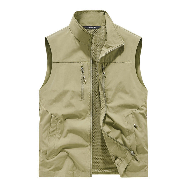 Herren Leichte Outdoorweste mit Mesh-Innenfutter und Multifunktionstaschen Drune