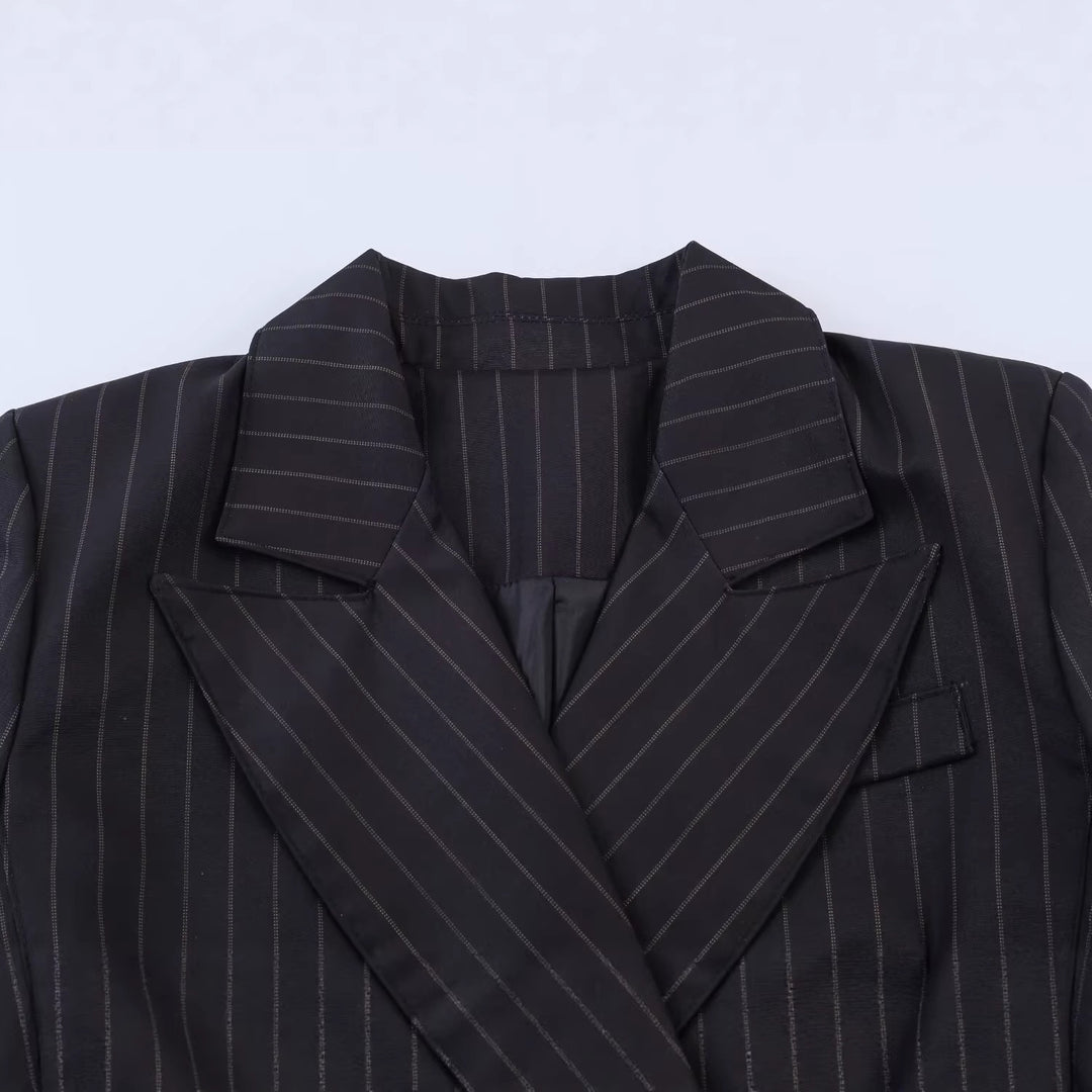 Damen Doppelreihiger Nadelstreifen-Blazer mit taillierter Silhouette Drune