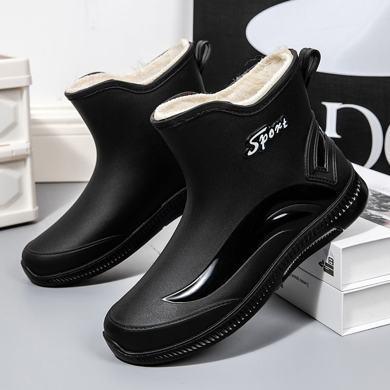 Herren Wasserdichte Kurzschaft Gummi-AnklDruneoots mit rutschfester Profilsohle und Pull-Tab Drune