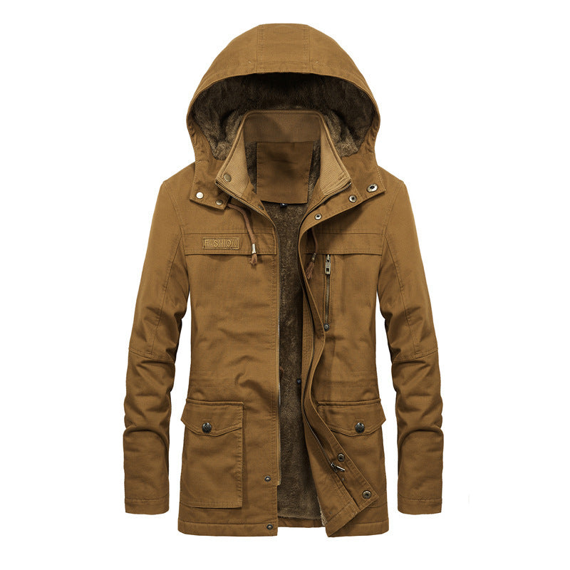 Herren Utility-Parka mit Teddyfleece-Innenfutter, versteckter Frontleiste und multifunktionalen Taschen Drune