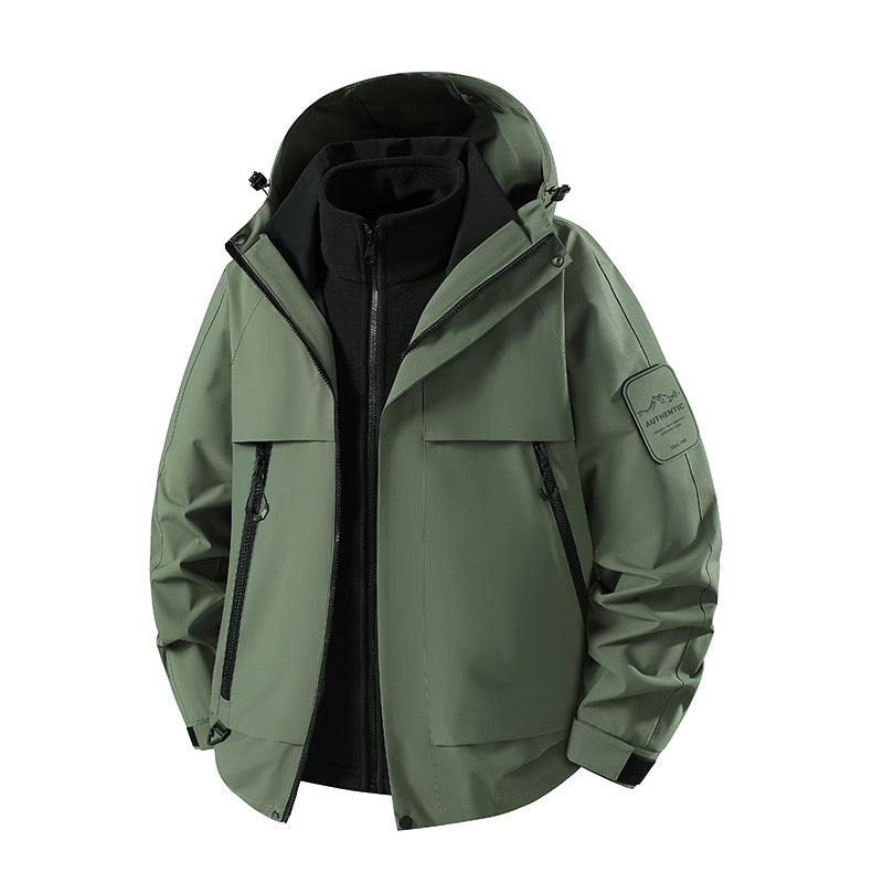 Herren multifunktionale Wasserfeste Softshell-Regenjacke mit abnehmbarer Fleece-Innenjacke Drune