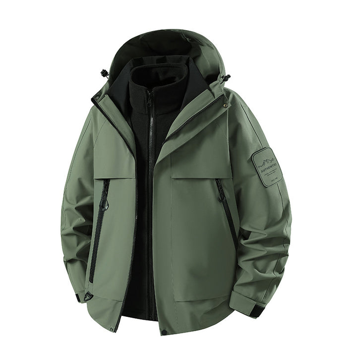 Herren multifunktionale Wasserfeste Softshell-Regenjacke mit abnehmbarer Fleece-Innenjacke Drune