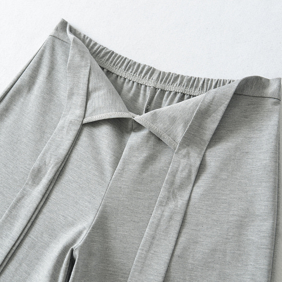 Damen Hochtaillierte Culotte-Hose mit weitem Bein und Bindegürtel Drune
