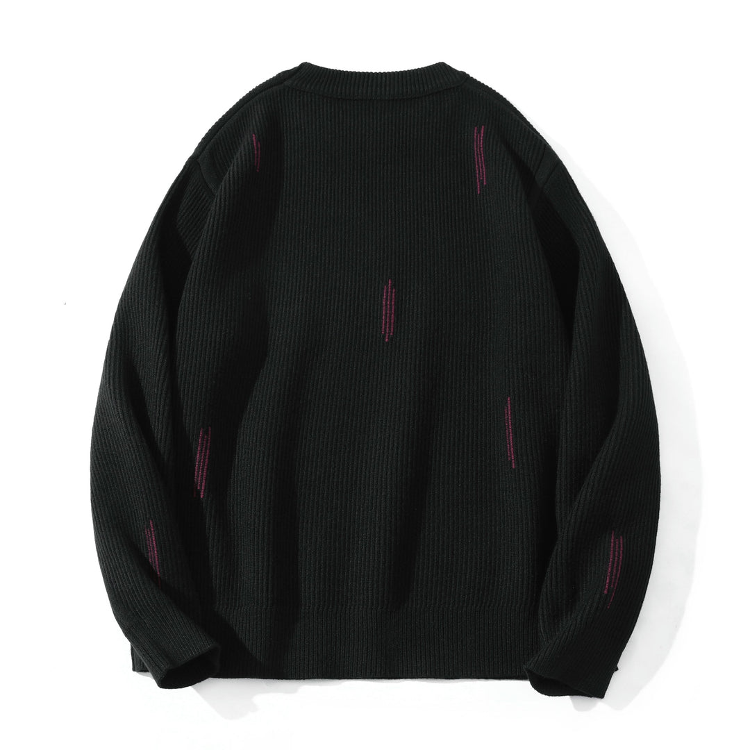 Damen Komfortabler Rippstrick-Pullover in Oversize-Silhouette mit Rundhals und dezentem Destroyed-Look Drune