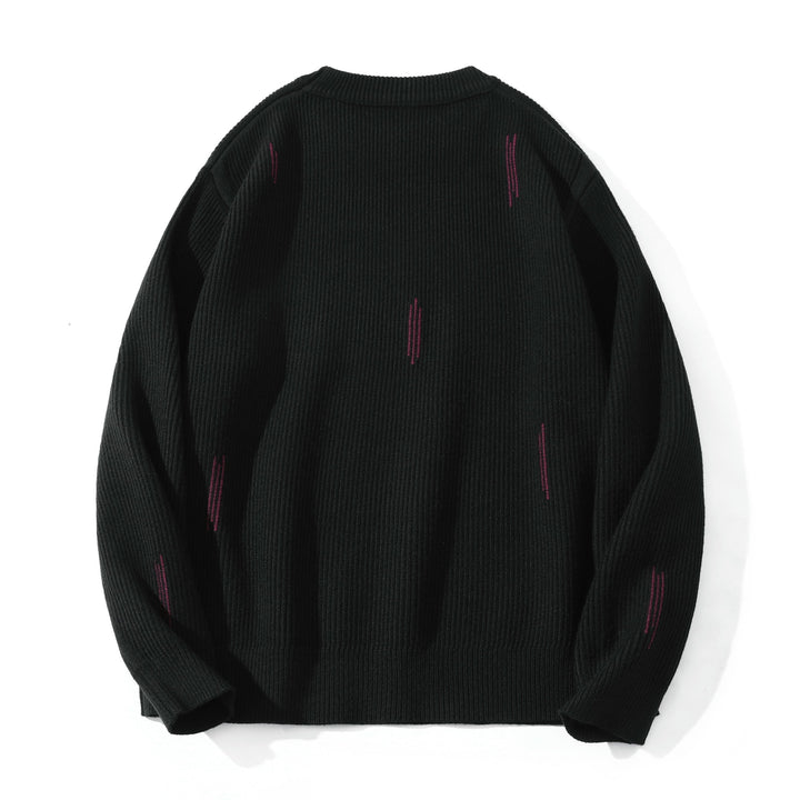 Damen Komfortabler Rippstrick-Pullover in Oversize-Silhouette mit Rundhals und dezentem Destroyed-Look Drune