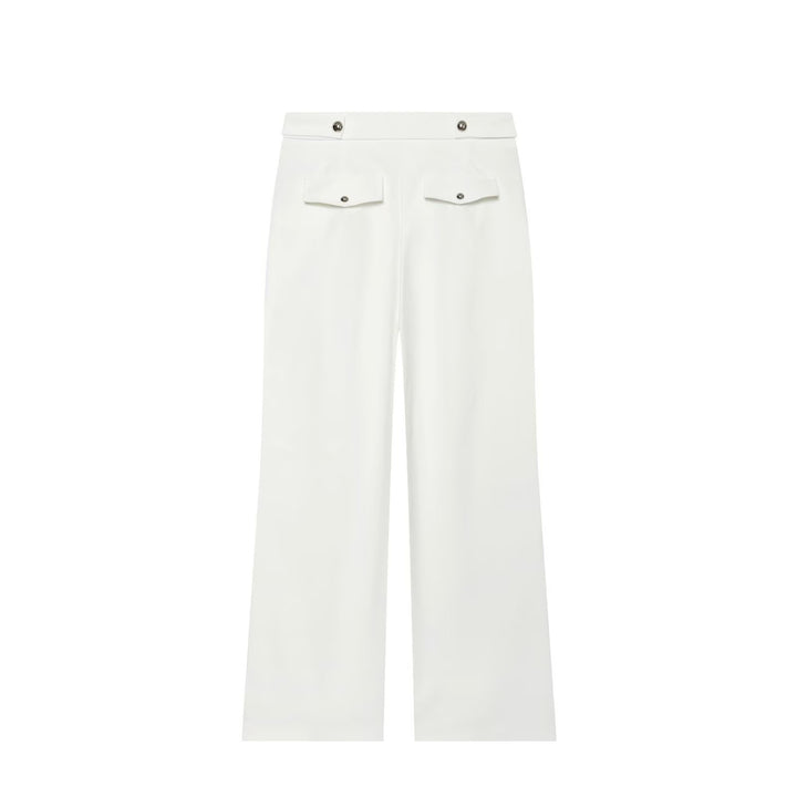 Damen Hochgeschnittene weite Hose mit sichtbarer Knopfleiste und Bundriegel Drune
