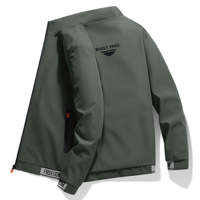 Herren leichter winddichter Freizeitblouson mit Logo-Print, Reißverschlusstaschen und elastischem Saum Drune