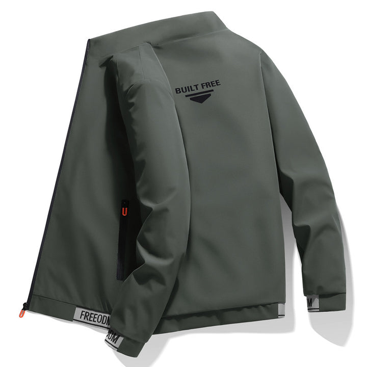 Herren leichter winddichter Freizeitblouson mit Logo-Print, Reißverschlusstaschen und elastischem Saum Drune