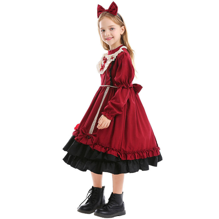 Mädchen Lolita Kleid mit Rüschen und Schleifen Drune