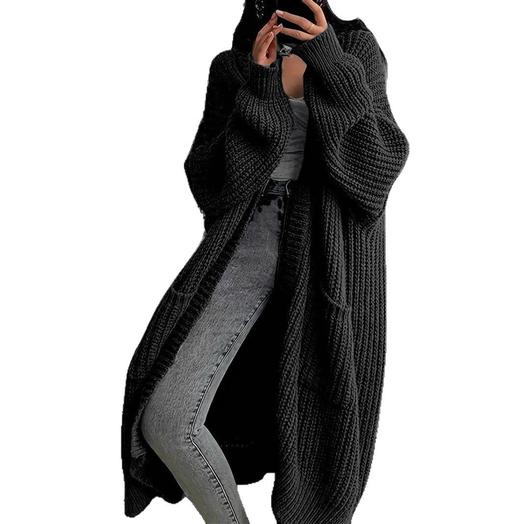 Damen Grobstrickjacke mit offener Front und praktischen Taschen Drune