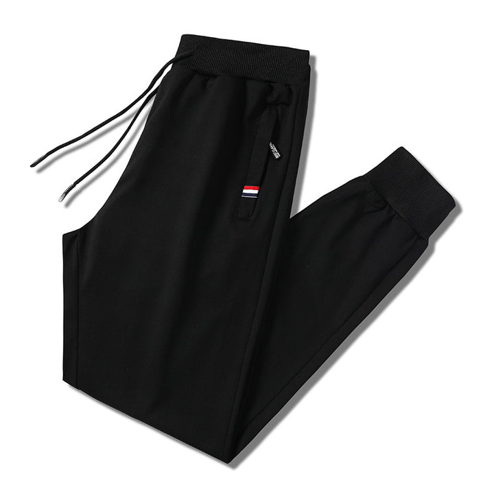 Herren Slim-Fit Jogginghose mit elastischem Rippbund, Kordelzug und Reißverschlusstaschen Drune