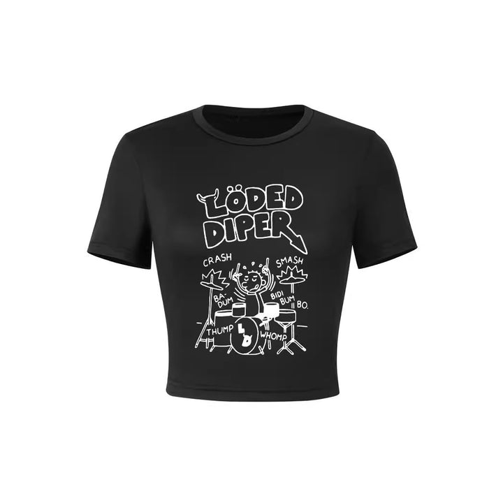 Damen Crop-Shirt mit verspieltem Geistermotiv Drune