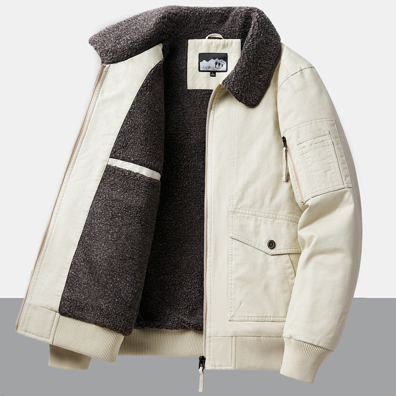 Herren Urbaner Utility-Jacke mit Teddyfellfutter Drune