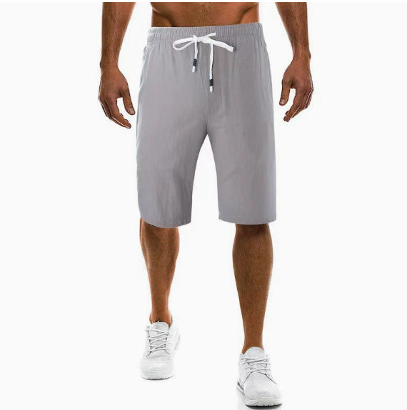 Herren nan leichte Leinenhose mit elastischem Bund weites Bein und seitlichen Eingrifftaschen Drune