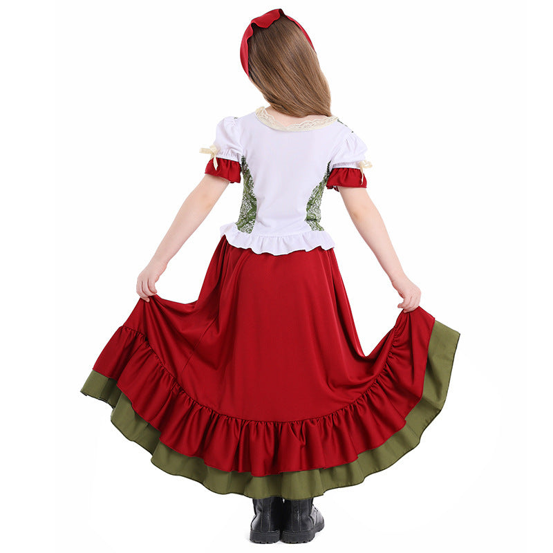 Damen nan traditionelles Trachtenkostüm Dirndl-Set mit geschnürtem Mieder und vollem Stufenrock Drune