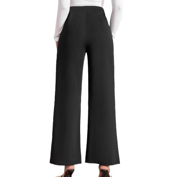 Damen Hochwaisted Weite Hose mit dekorativen Knöpfen Drune