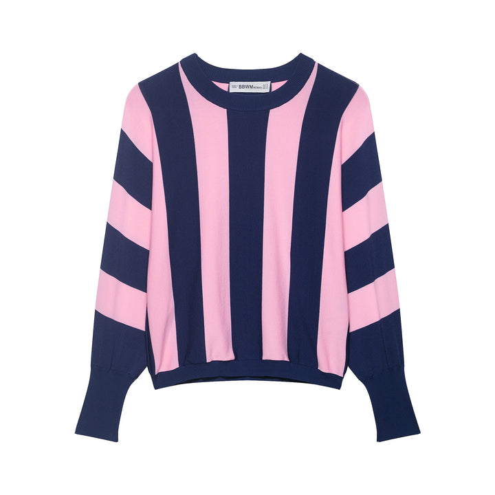 Damen Oversize-Strickpullover mit breiten Blockstreifen und überschnittener Schulter Drune