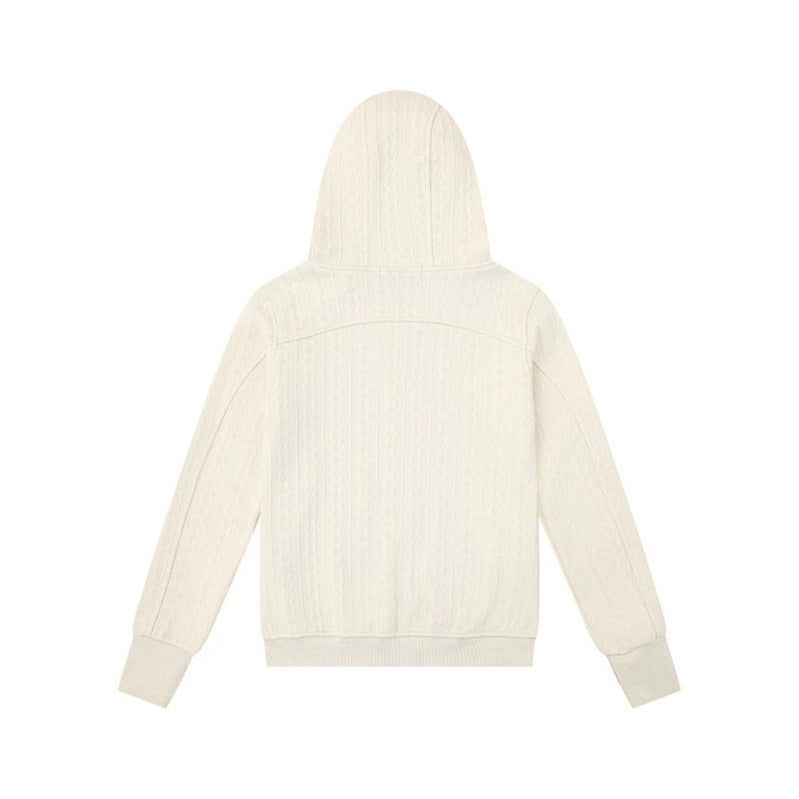 Damen Kapuzen-Strickjacke mit Zopfmuster, durchgehendem Reißverschluss und Eingrifftaschen Drune