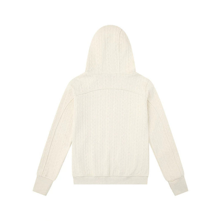 Damen Kapuzen-Strickjacke mit Zopfmuster, durchgehendem Reißverschluss und Eingrifftaschen Drune