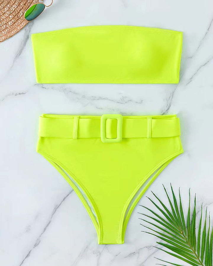 Damen Hochgeschlossen Bikini-Set mit Riemen Drune