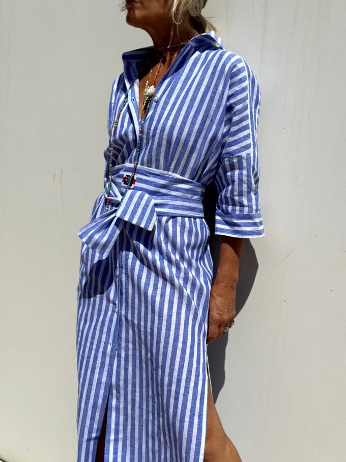 Damen Langärmliges Hemdkleid mit schickem Gürtel Drune
