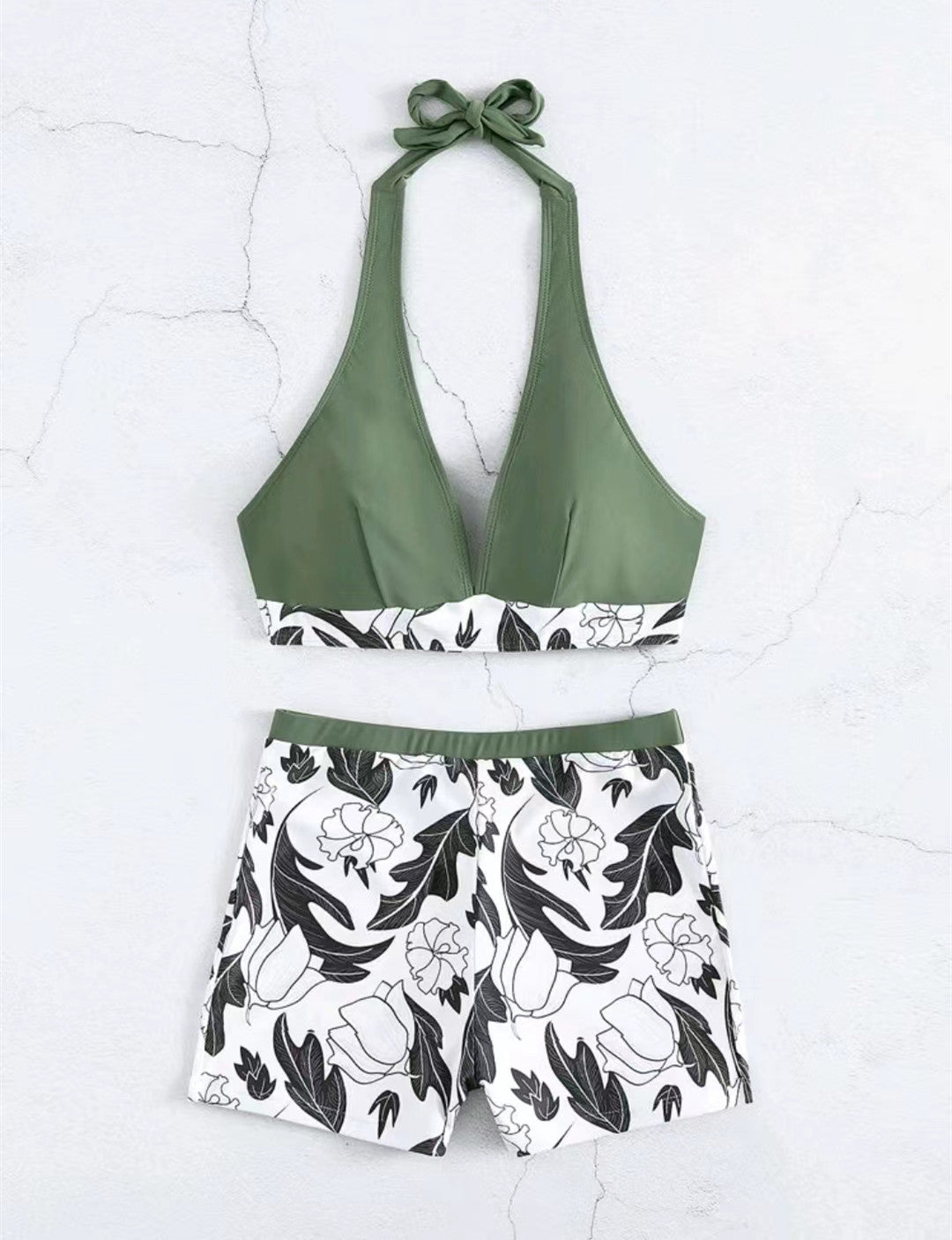 Damen Triangel-Bikini mit floralem Shorts-Design Drune