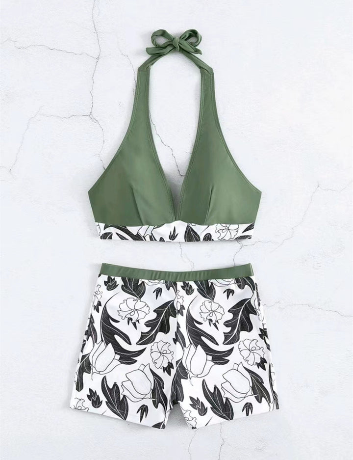 Damen Triangel-Bikini mit floralem Shorts-Design Drune