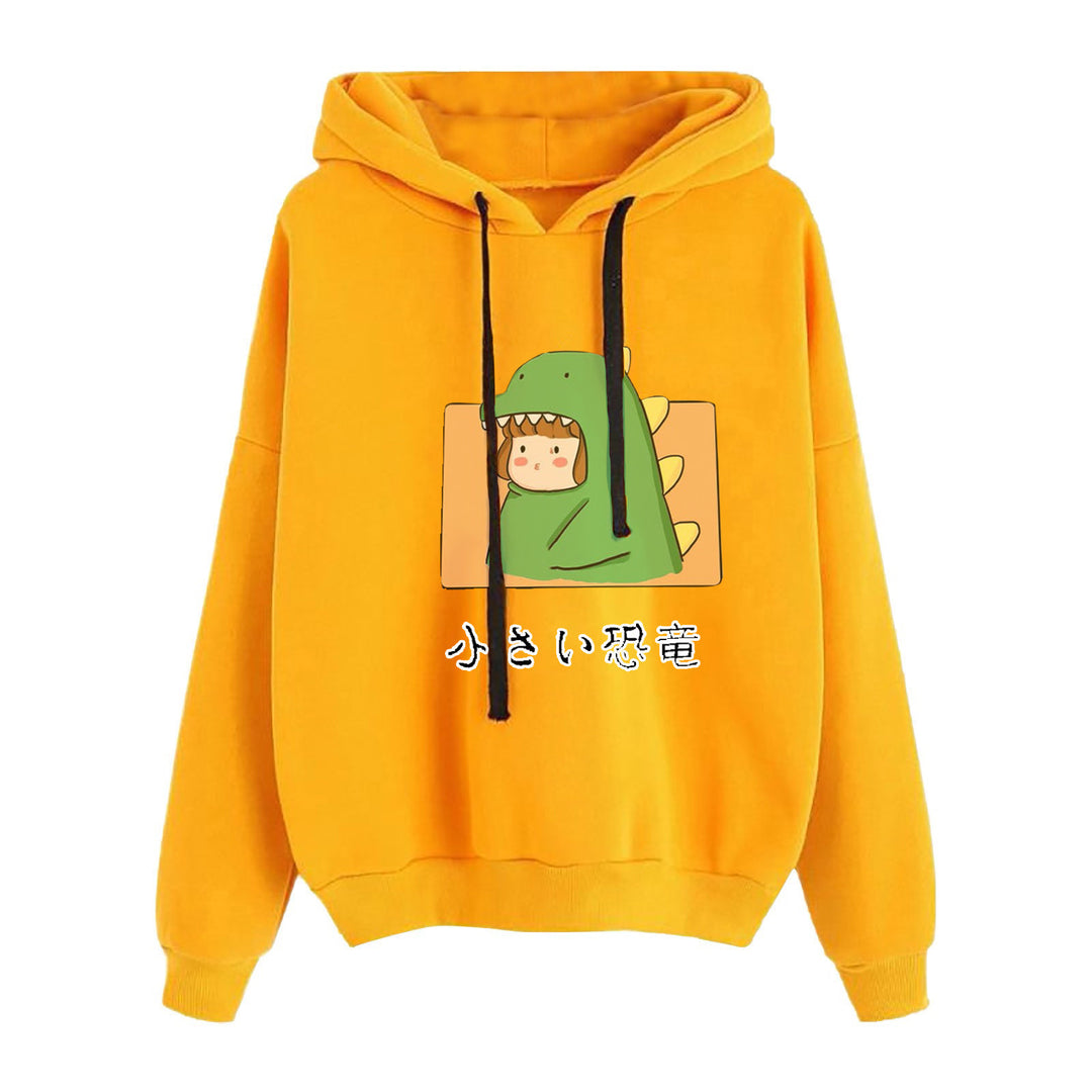 Damen nan kurz geschnittener Cropped-Kapuzenpullover mit niedlicher Frosch-Illustration und verstellbarer Kapuze Drune