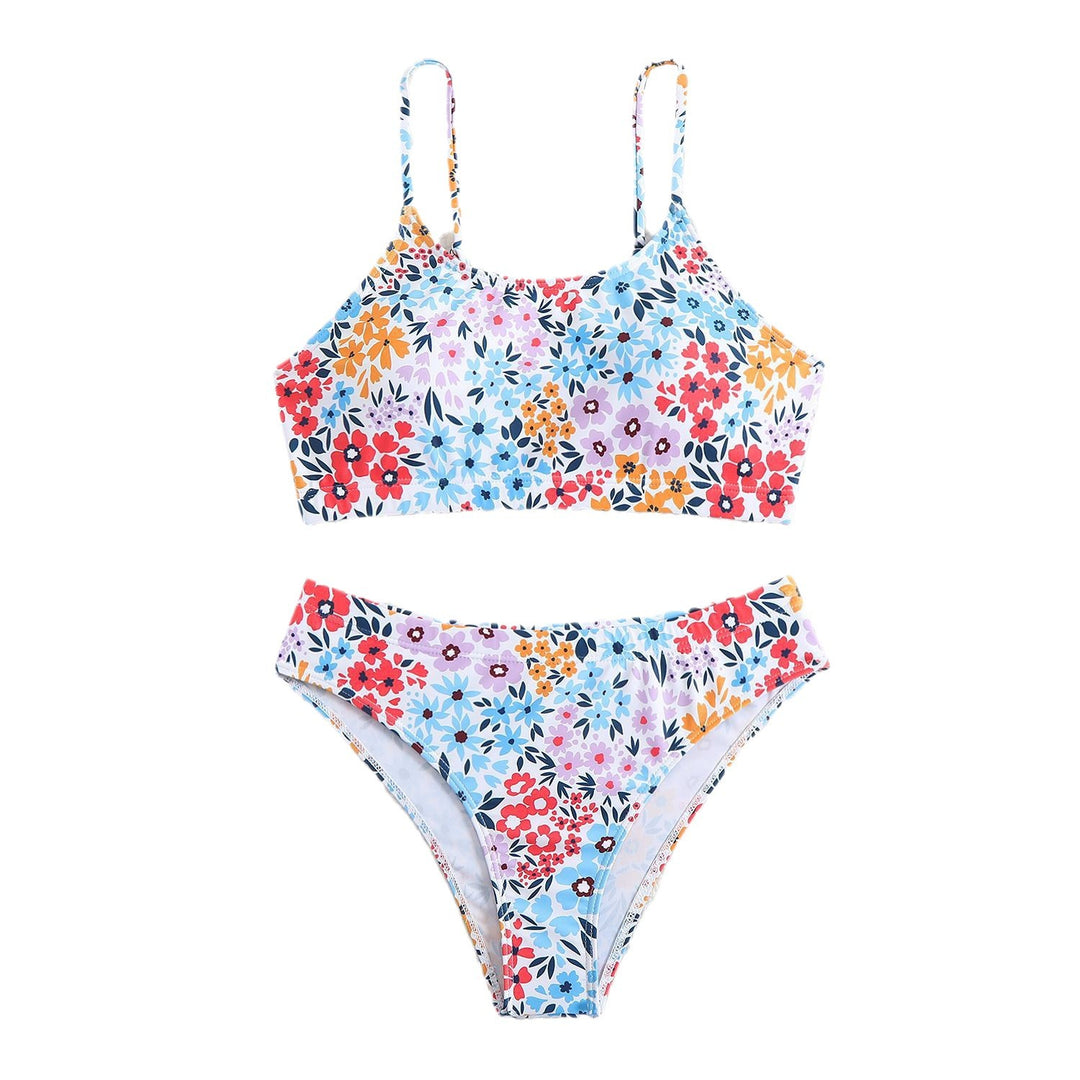 Damen Floral Print Bralette Bikini Set Drune