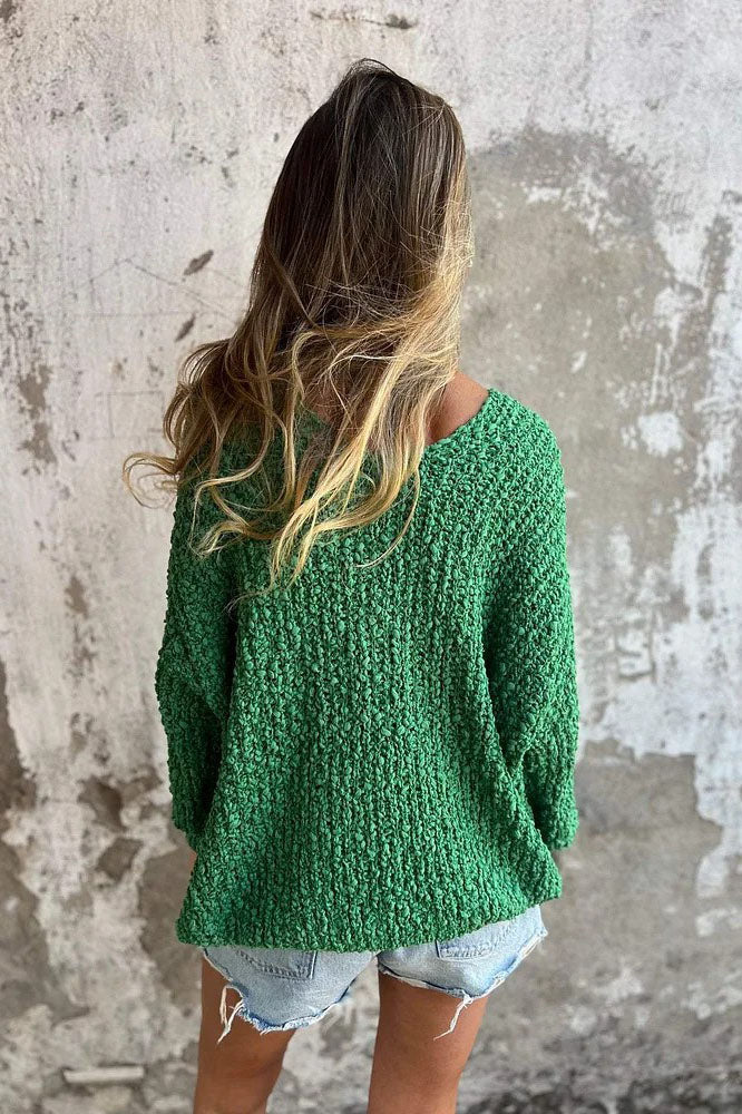 Drune Chunky gestrickter V-Ausschnitt gemütlicher langärmeliger Pullover